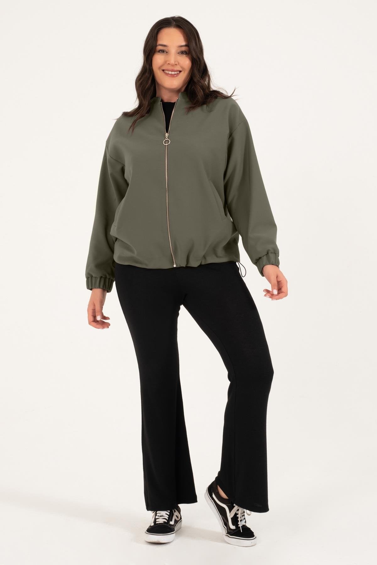 Cep Detaylı Astarlı Stoperli Bomber Ceket