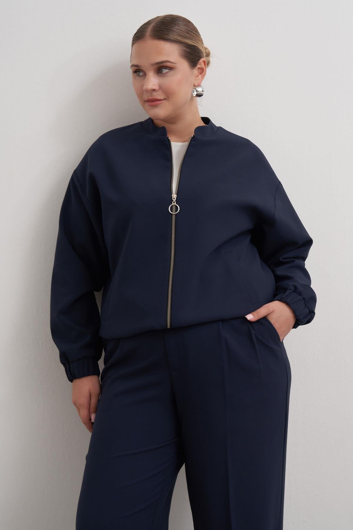 Cep Detaylı Astarlı Stoperli Bomber Ceket