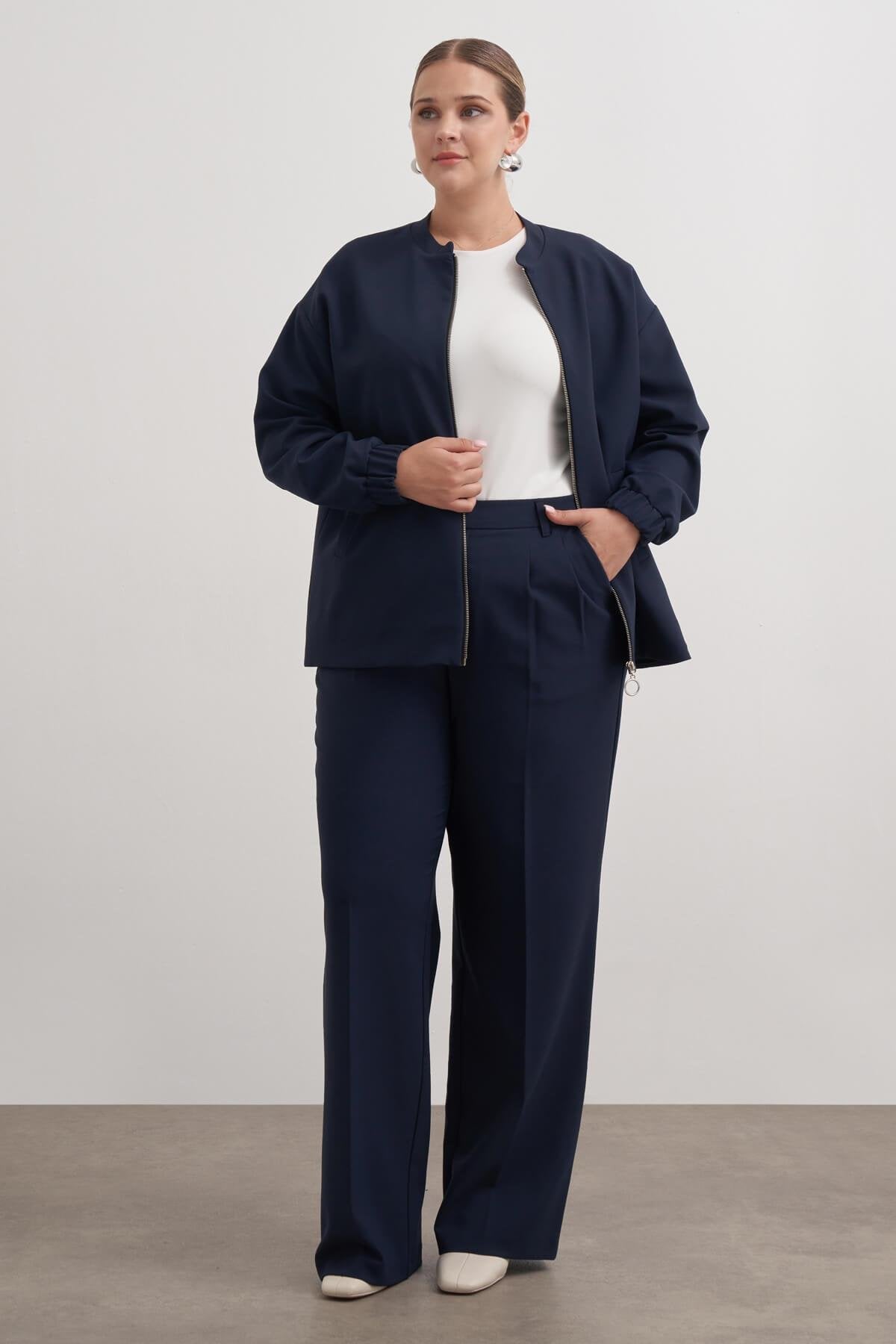 Cep Detaylı Astarlı Stoperli Bomber Ceket