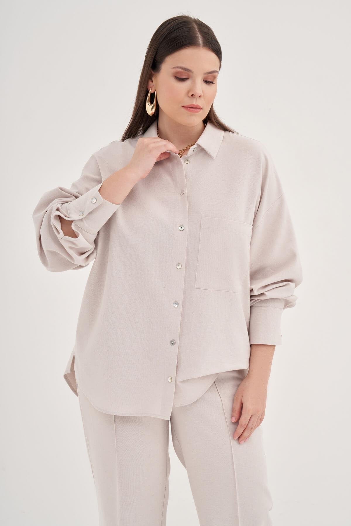 Cepli Keten Gömlek