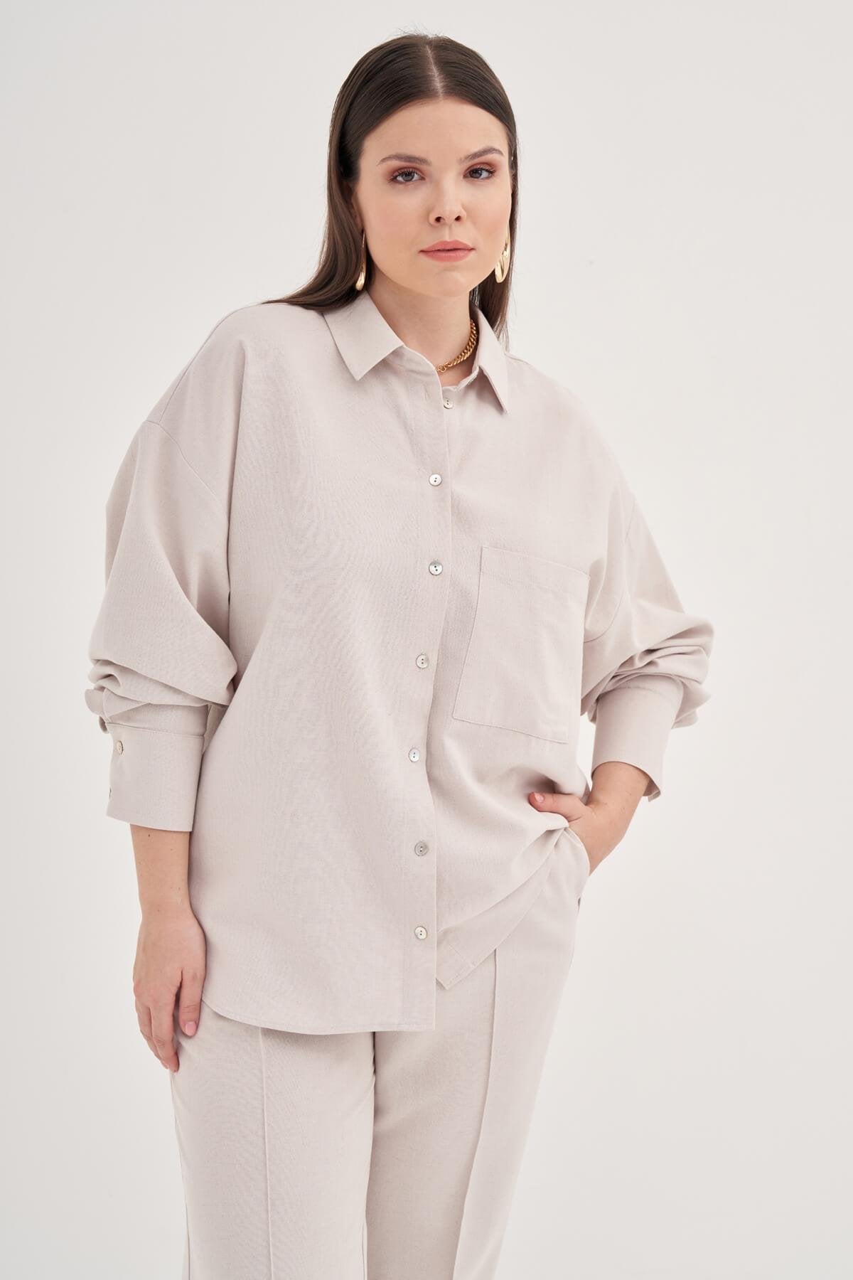 Cepli Keten Gömlek