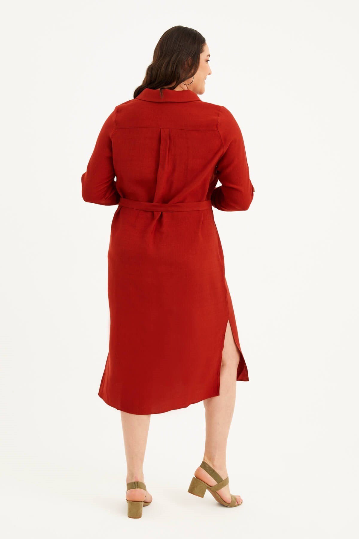 Cepli Kuşaklı Jakarlı Elbise