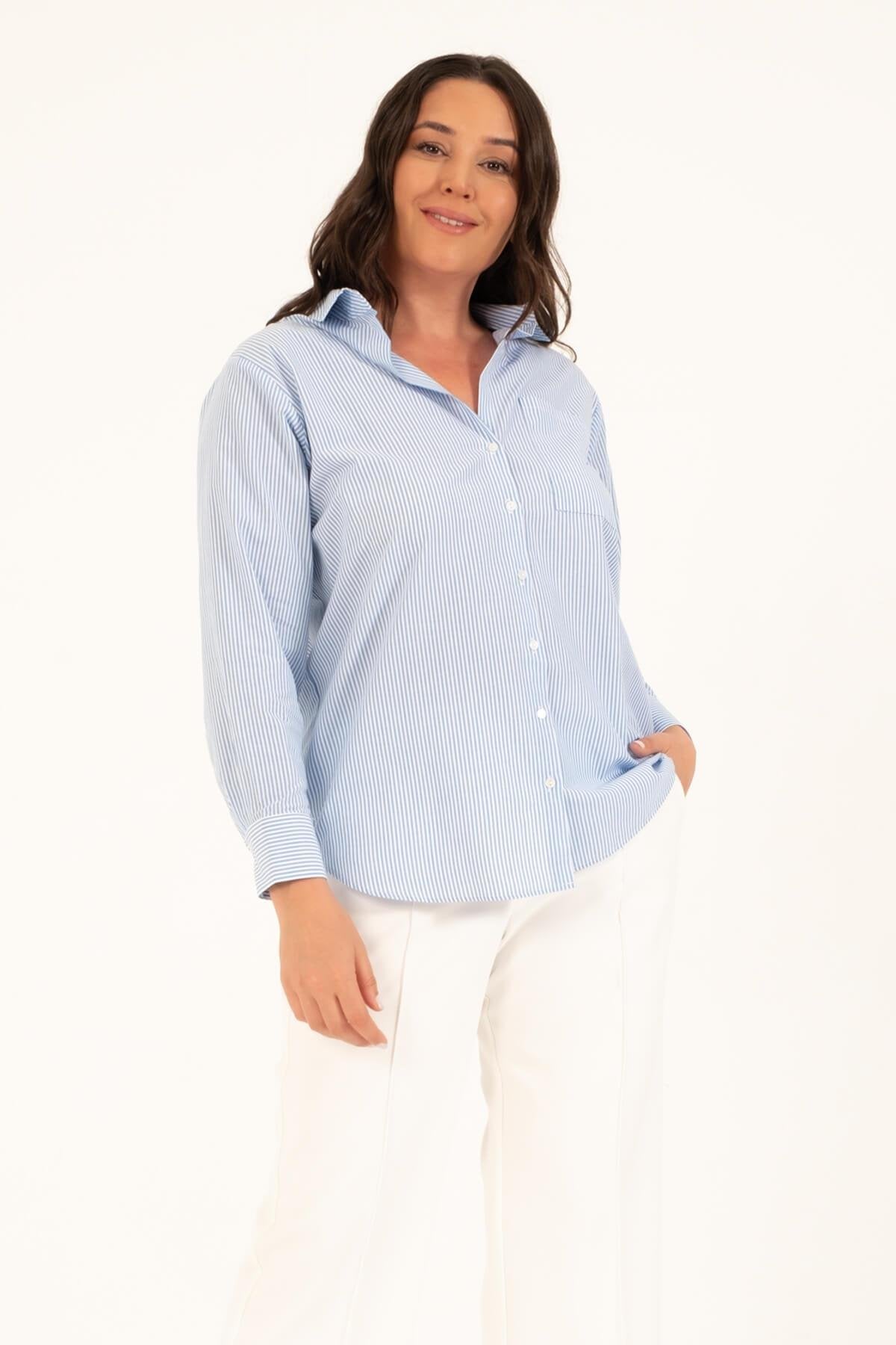 Çizgili Oversize Gömlek