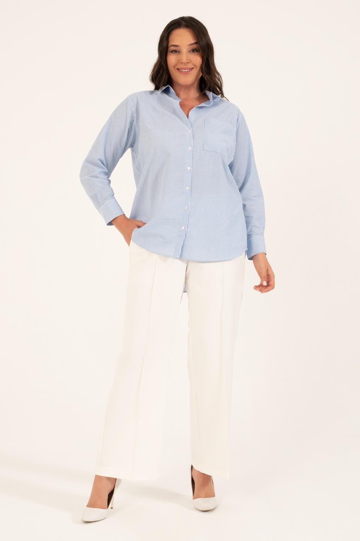 Çizgili Oversize Gömlek