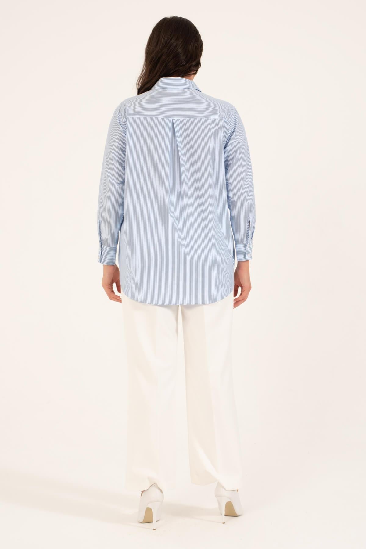 Çizgili Oversize Gömlek