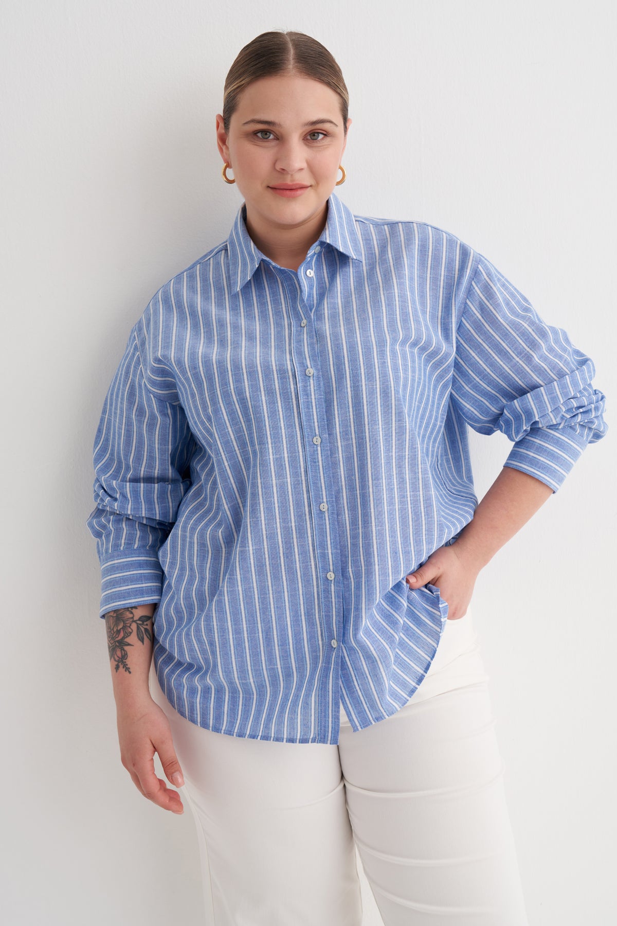 Çizgili Pamuklu Gömlek