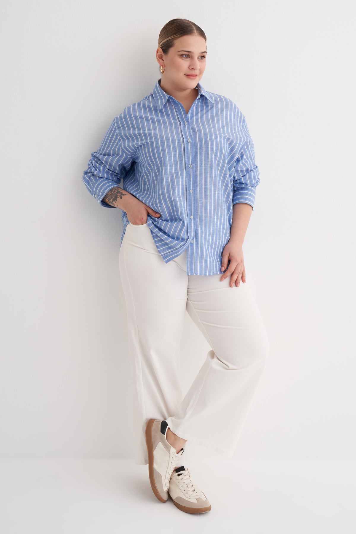 Çizgili Pamuklu Gömlek