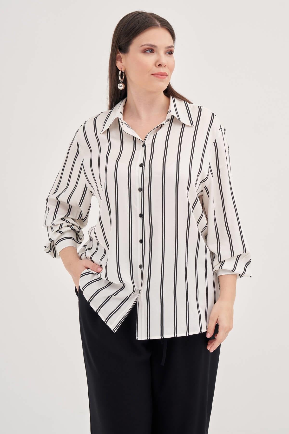 Çizgili Uzun Kollu Gömlek