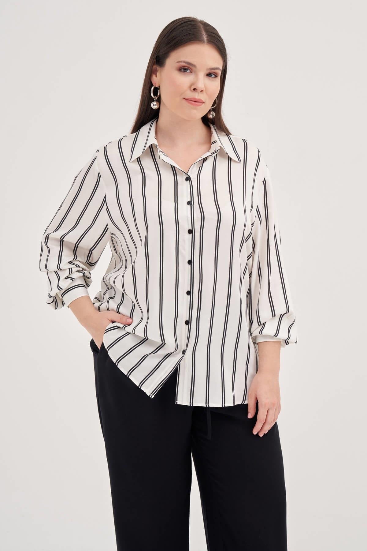 Çizgili Uzun Kollu Gömlek
