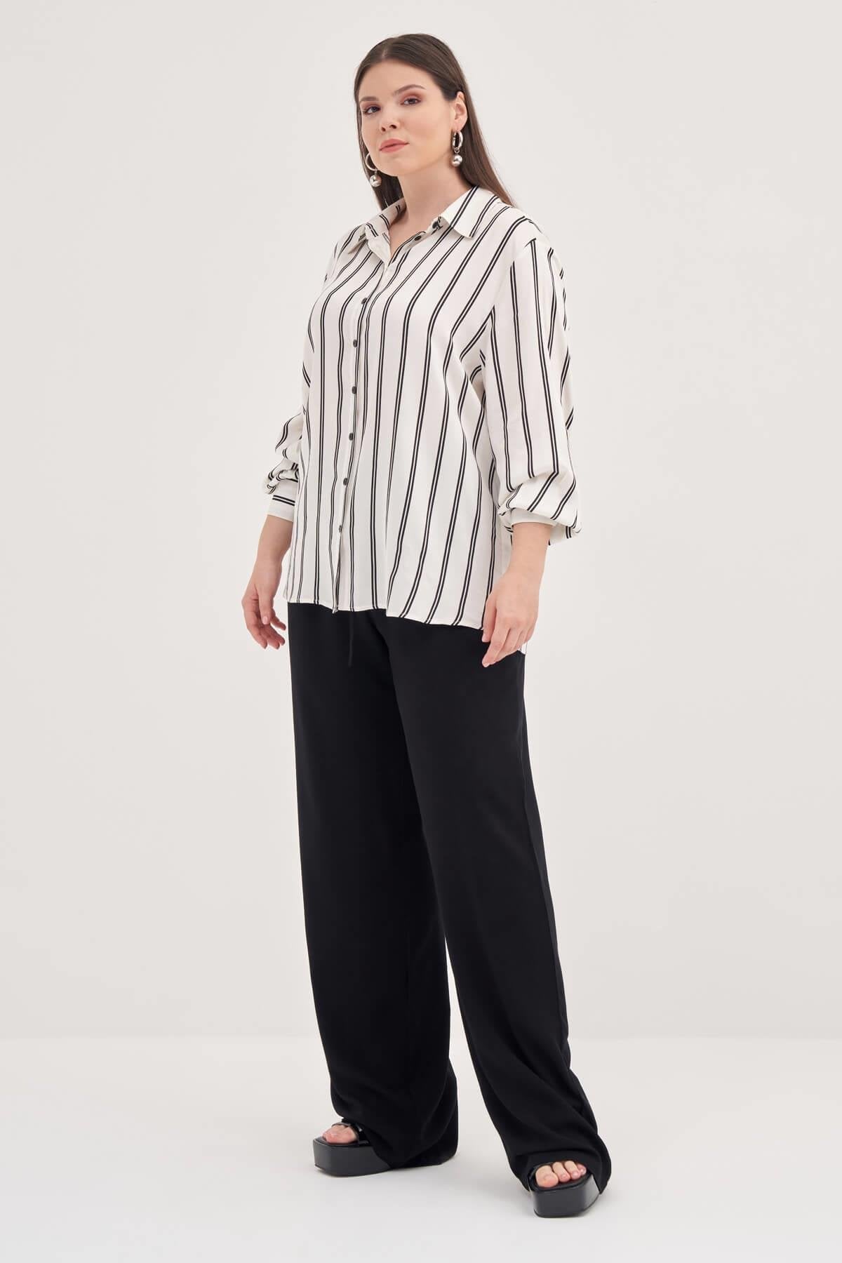 Çizgili Uzun Kollu Gömlek