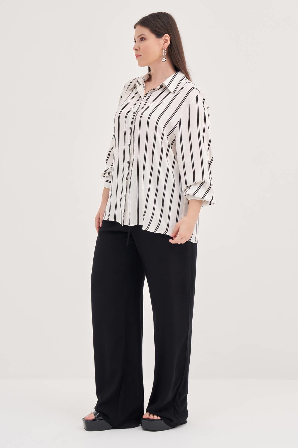 Çizgili Uzun Kollu Gömlek