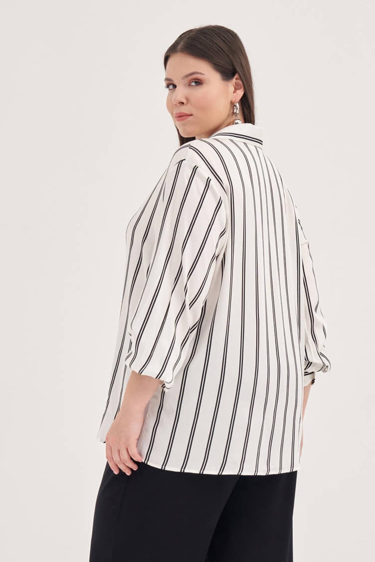 Çizgili Uzun Kollu Gömlek