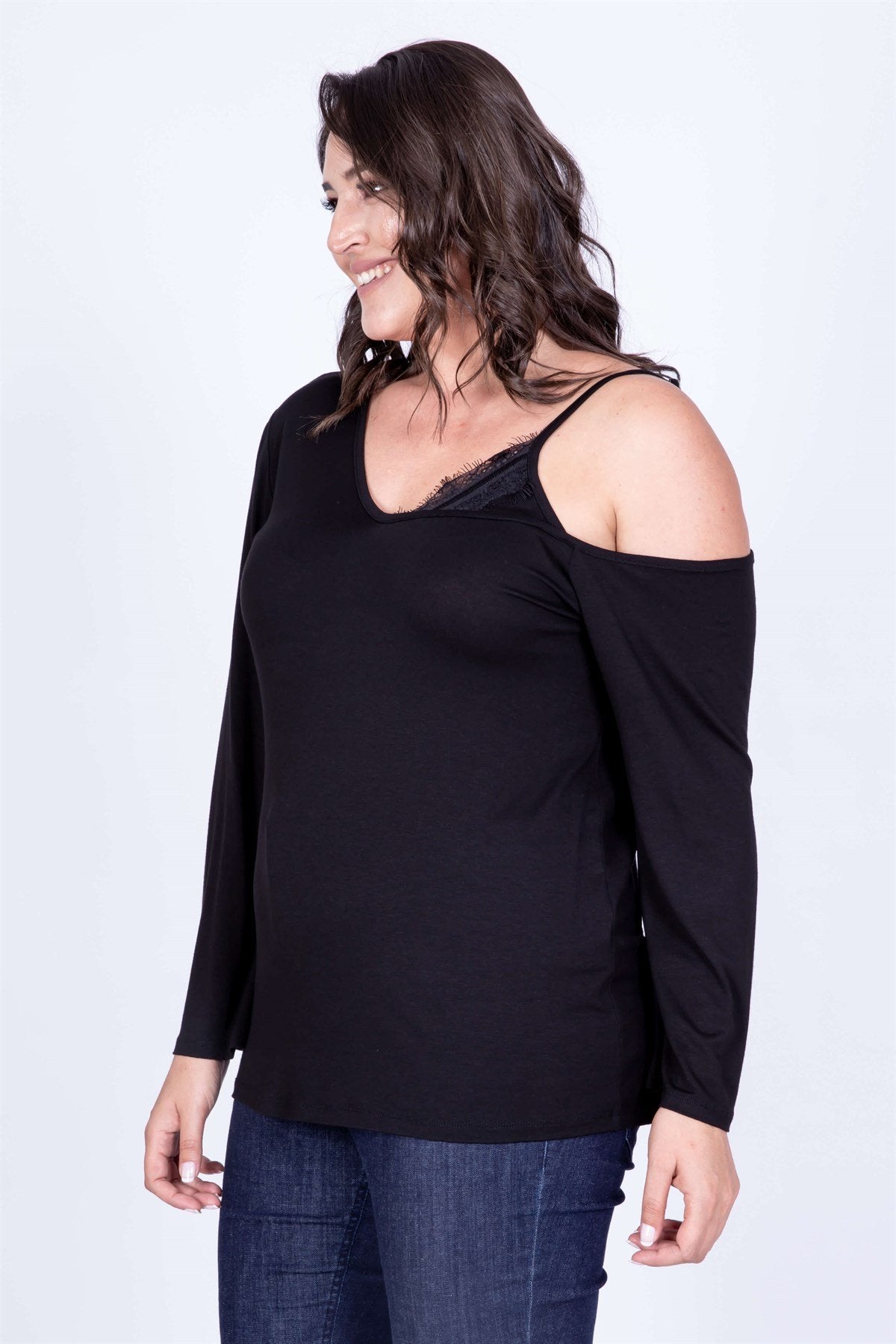 Dantel Detaylı Tek Omuz Bluz