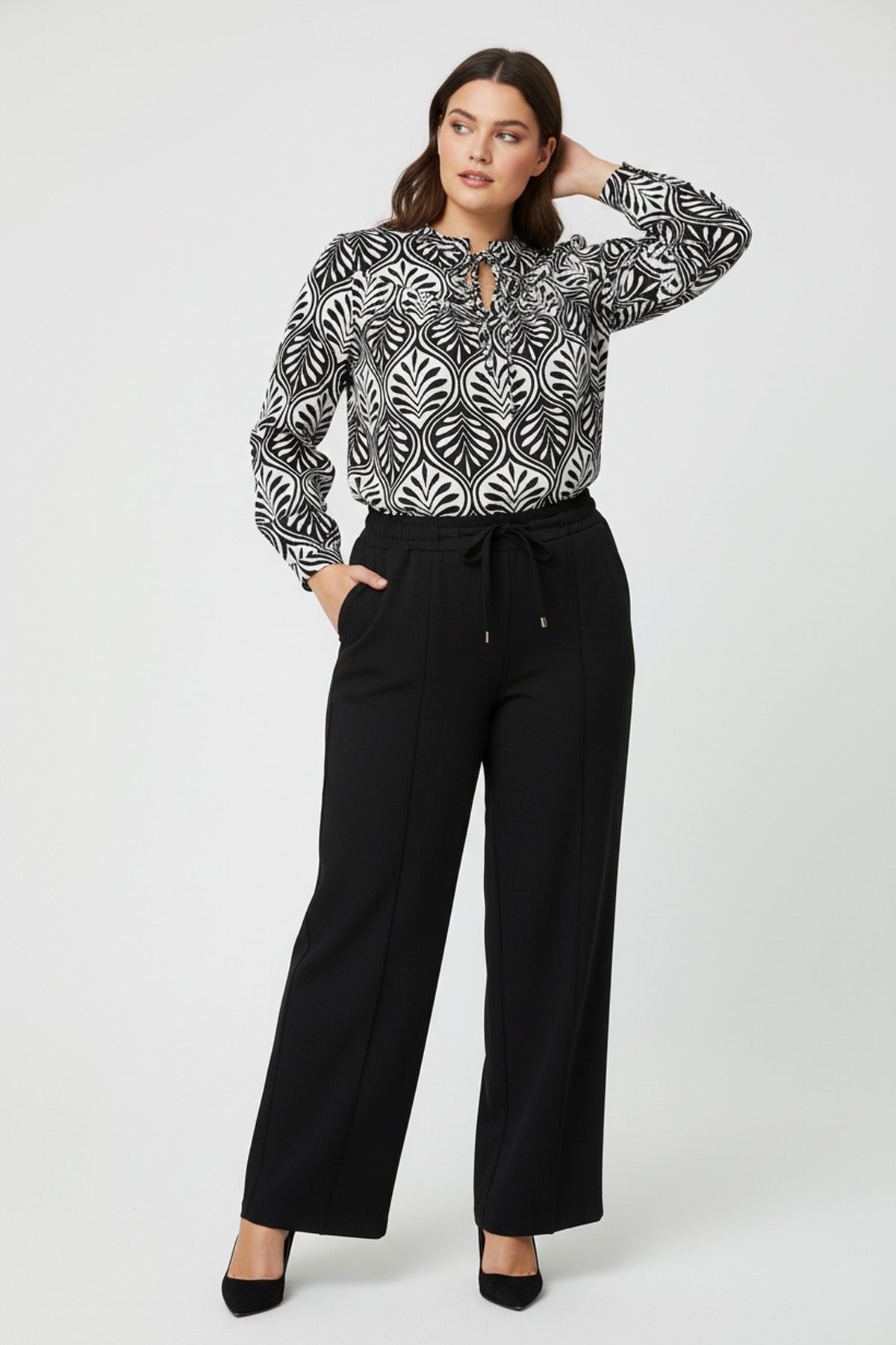 Desenli Bol Kesim Bluz