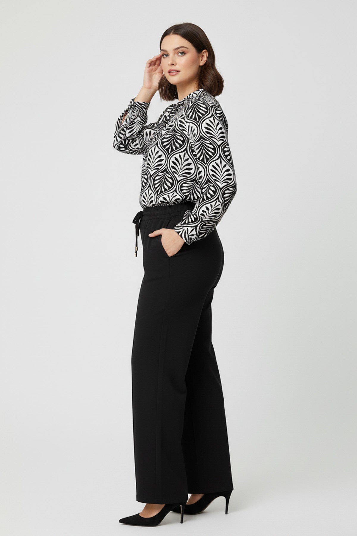 Desenli Bol Kesim Bluz