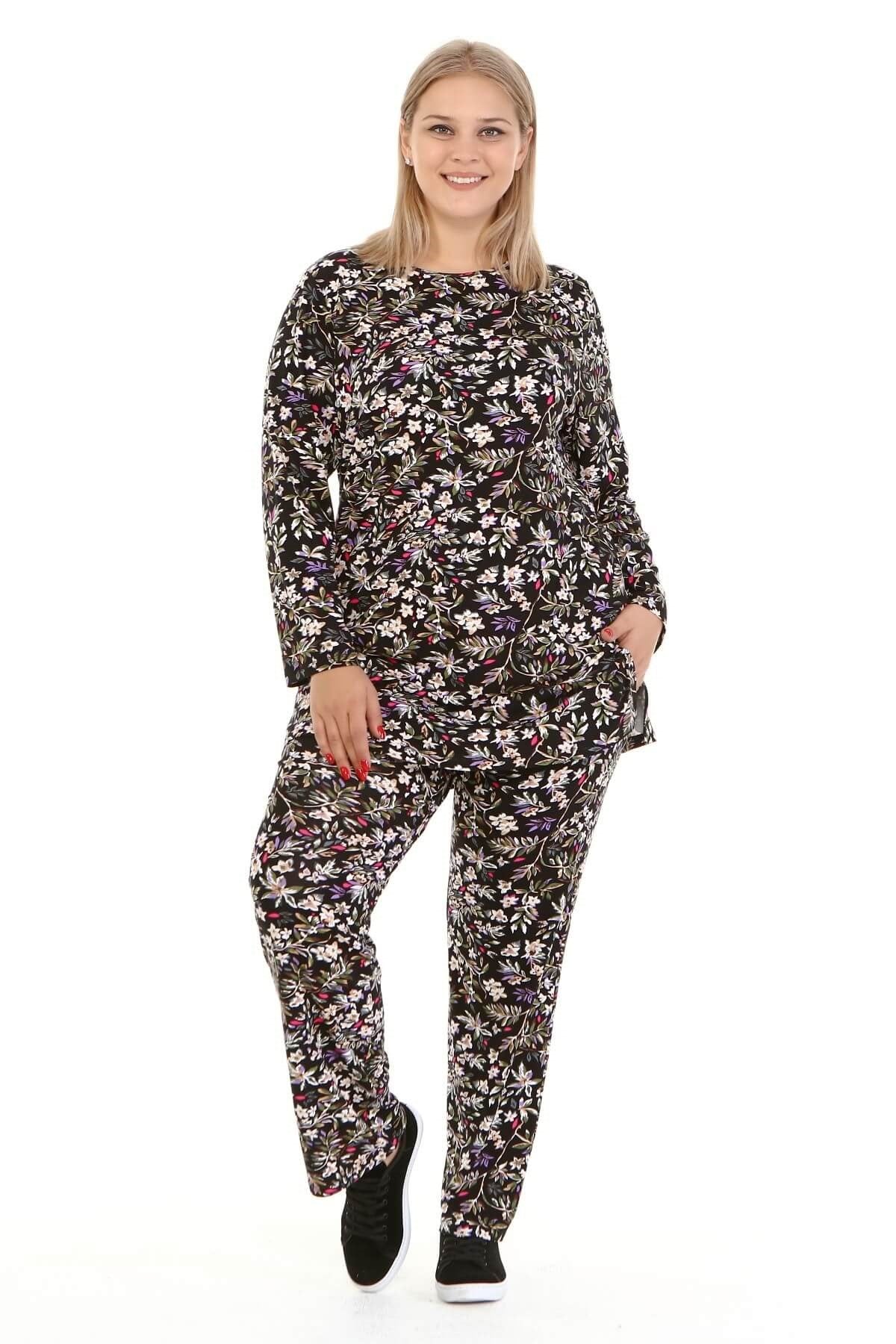 Desenli Penye Tunik Takım