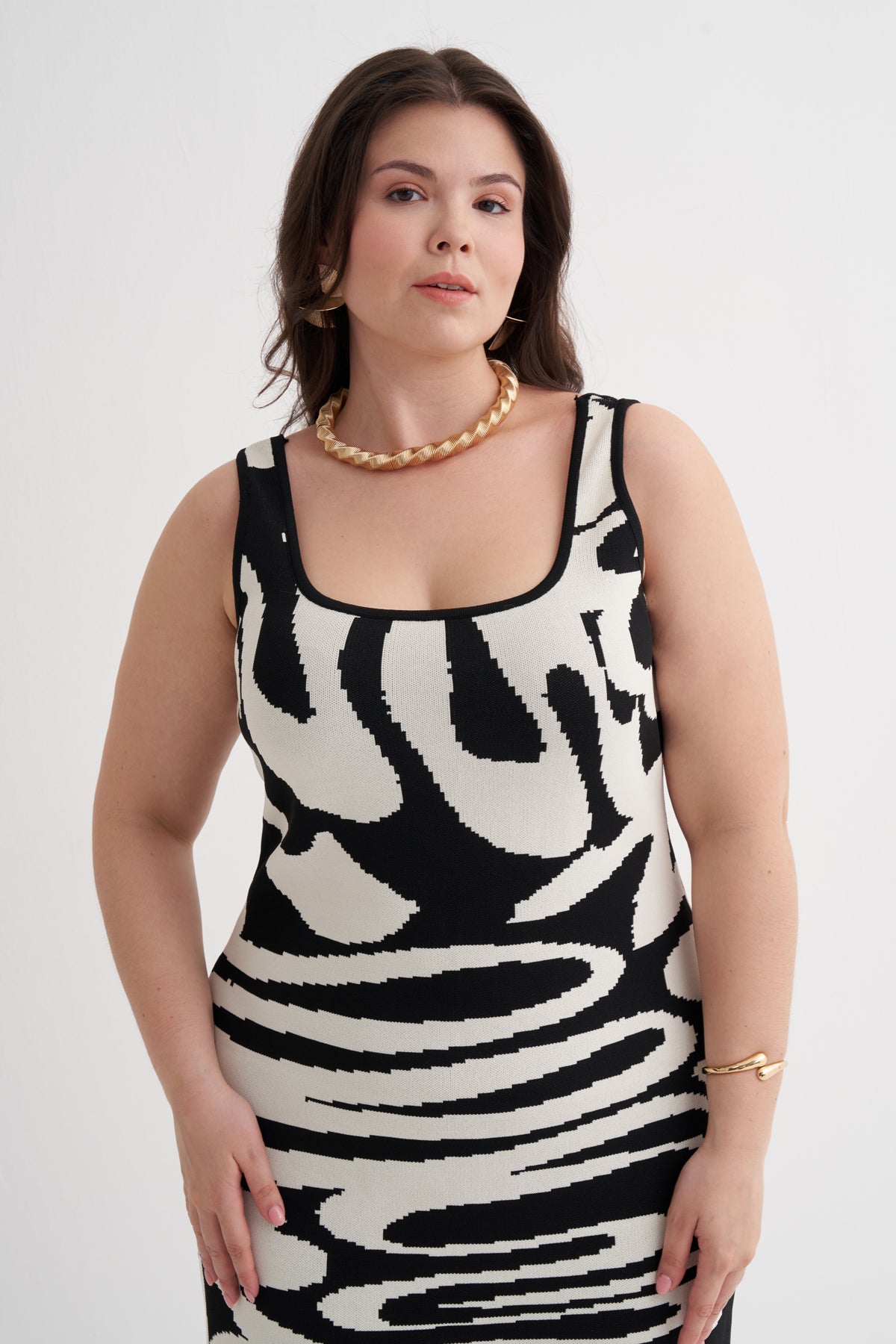 Desenli Triko Elbise