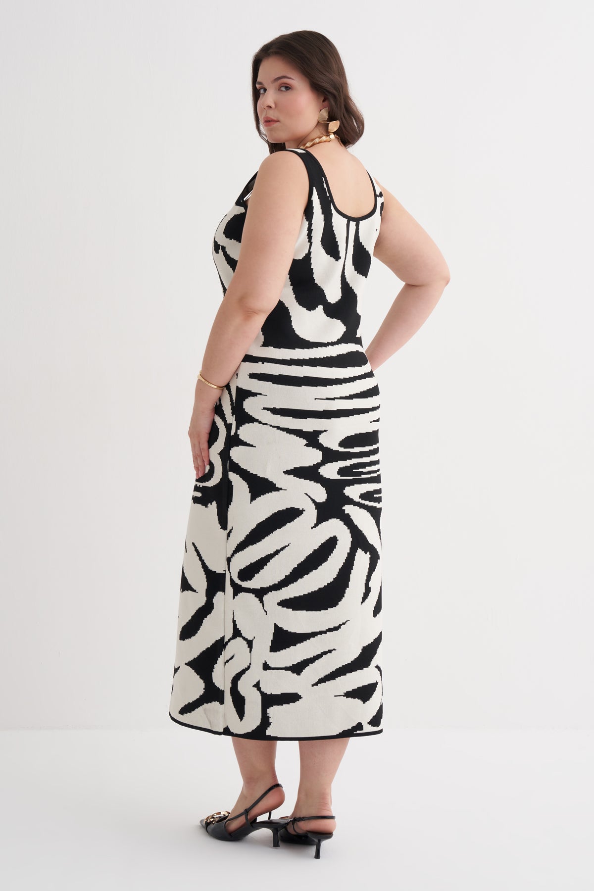 Desenli Triko Elbise