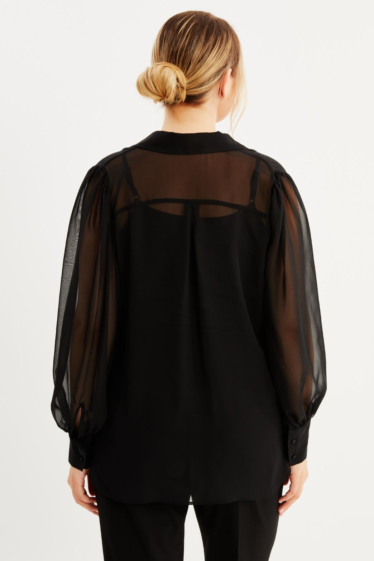 Dökümlü Şifon Gömlek