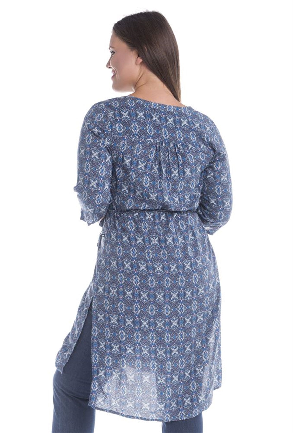 Düğmeli Beli Kuşaklı Tunik