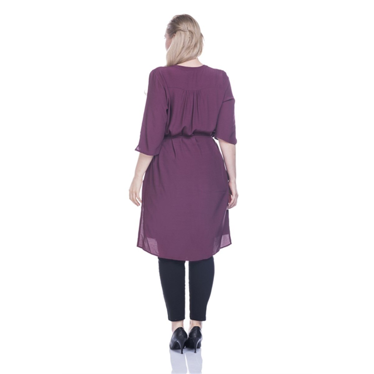 Düğmeli Beli Kuşaklı Tunik