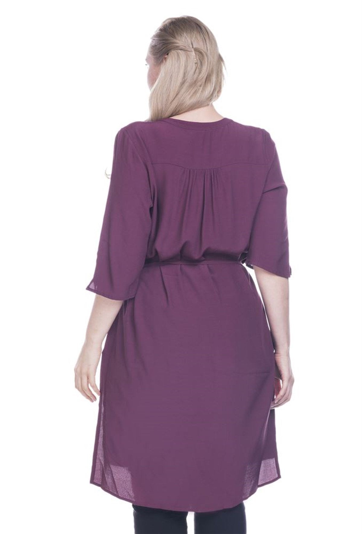 Düğmeli Beli Kuşaklı Tunik