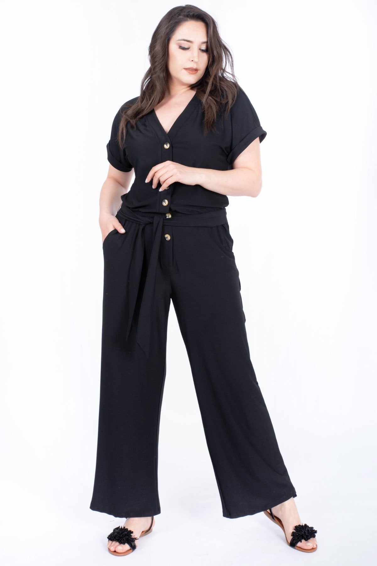 Düşük Kol Düğmeli Tulum