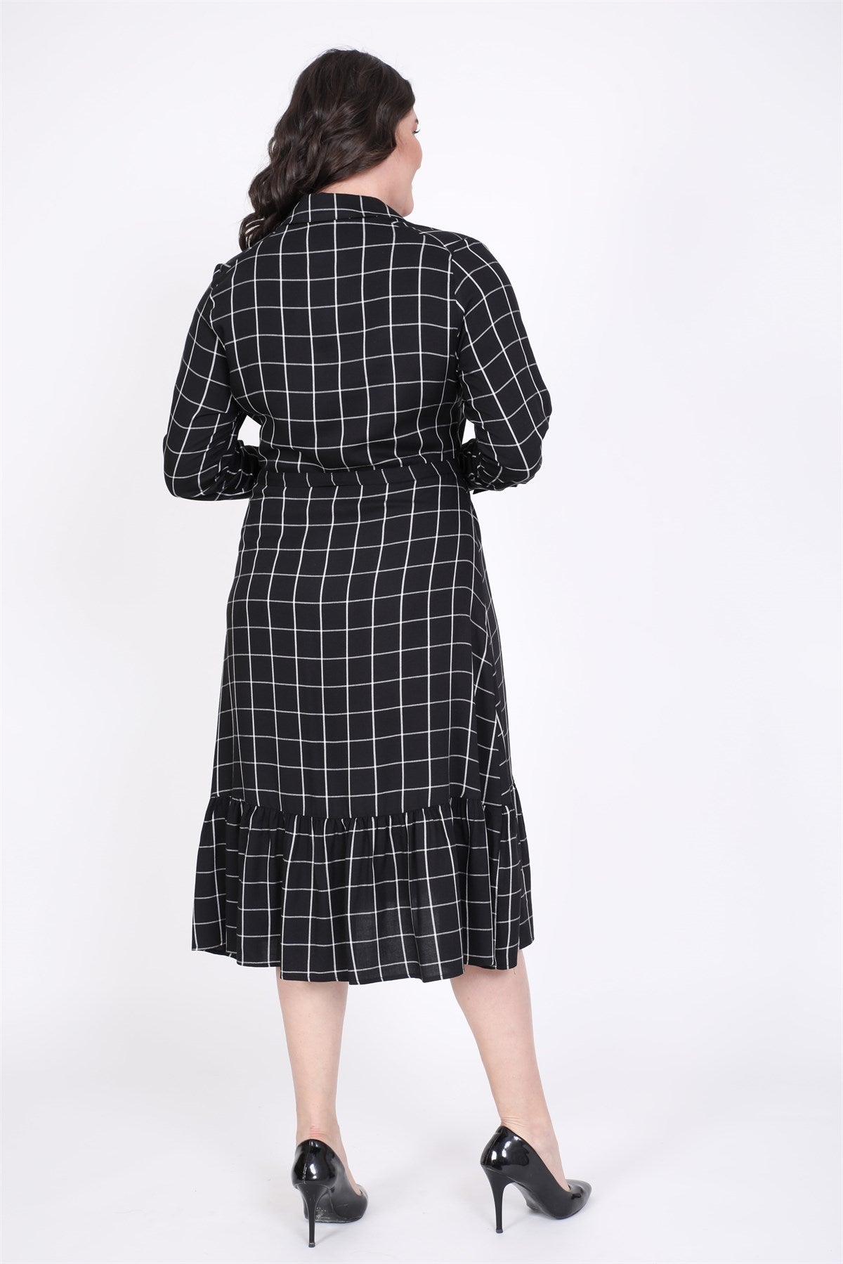 Eteği Fırfırlı Gömlek Elbise