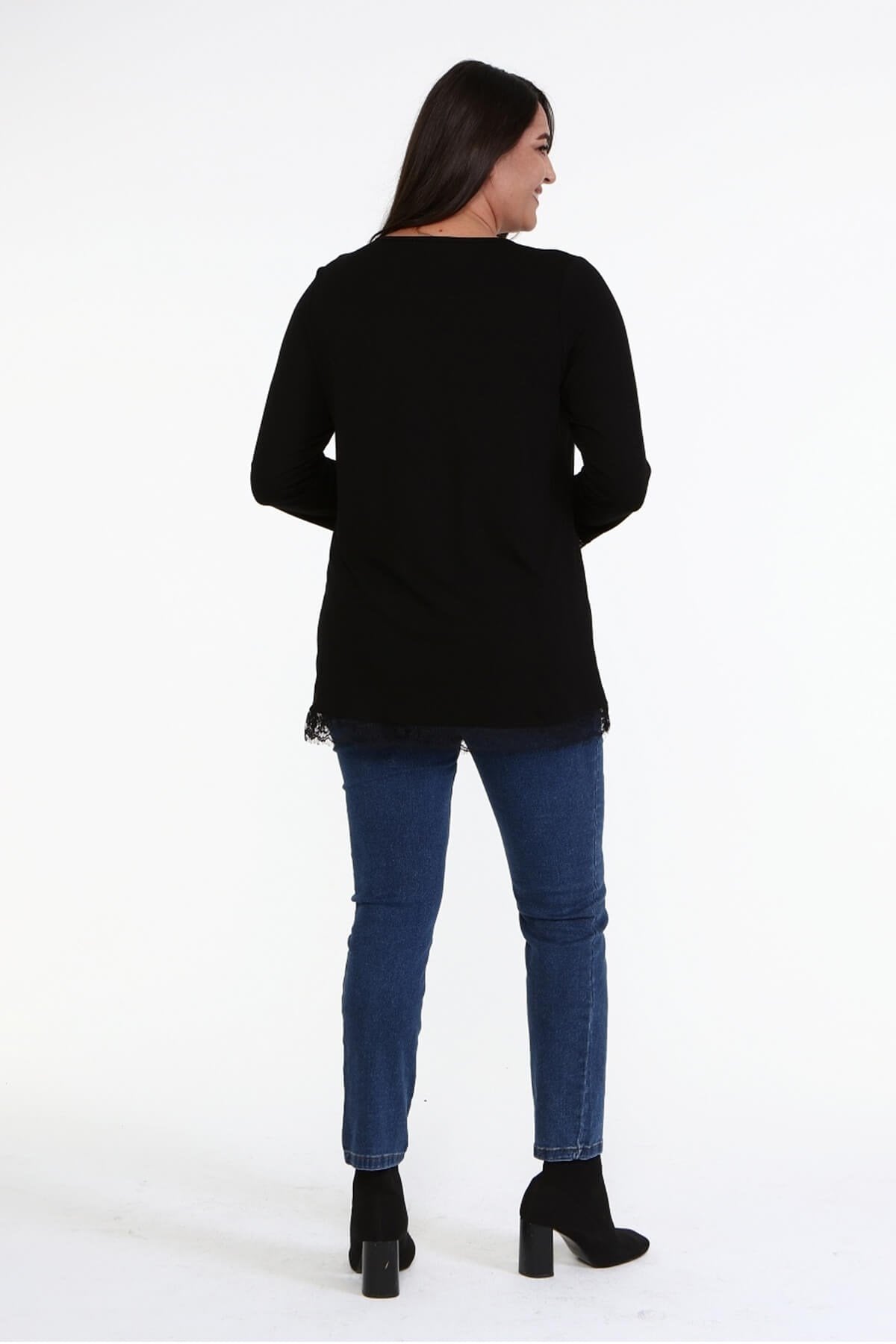 Etek ve Kol Ucu Dantelli Tunik