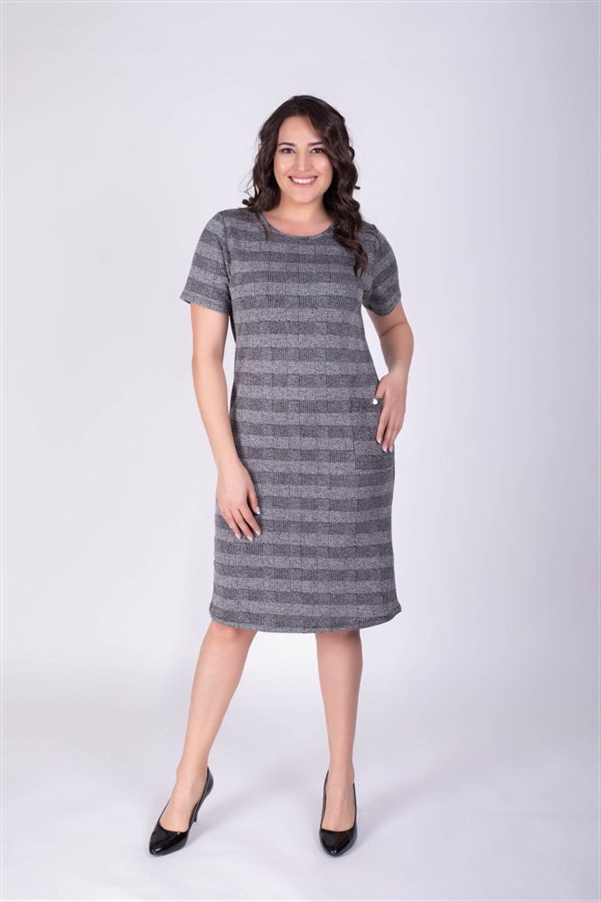 Fermuar Detaylı Cepli Elbise