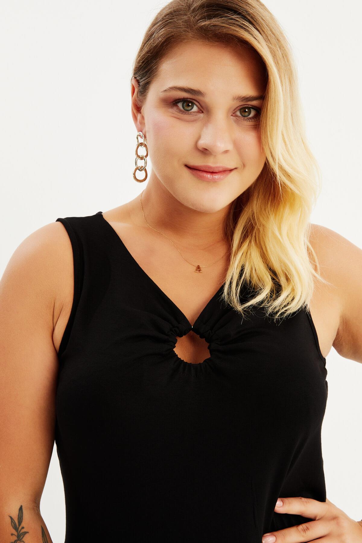 Halka Detay Kolsuz Penye Elbise