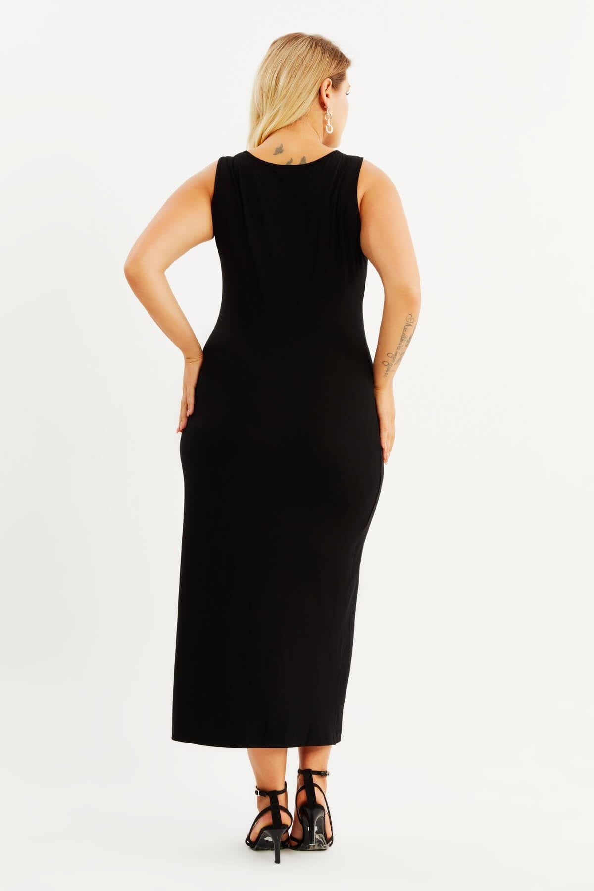 Halka Detay Kolsuz Penye Elbise