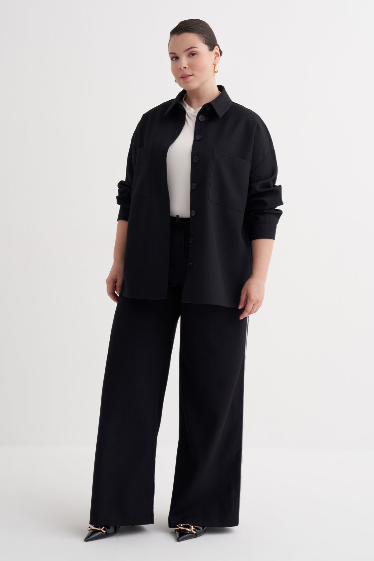 İnce Çizgili Gömlek Ceket