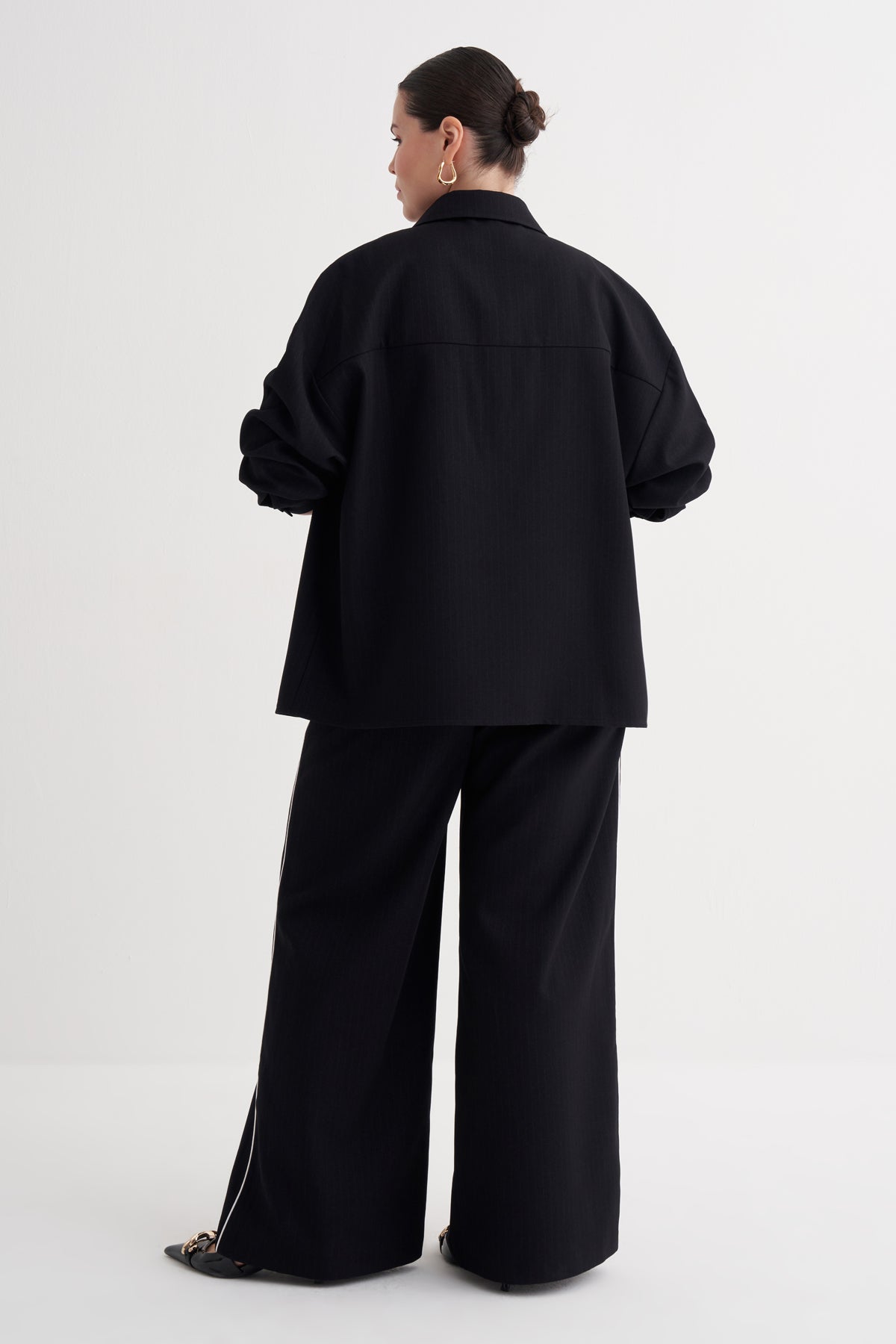 İnce Çizgili Gömlek Ceket