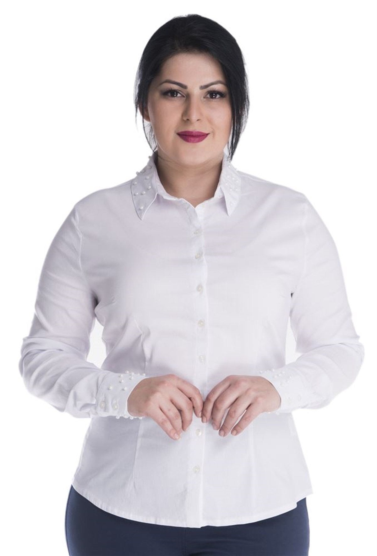 İncili Uzun Kollu Gömlek