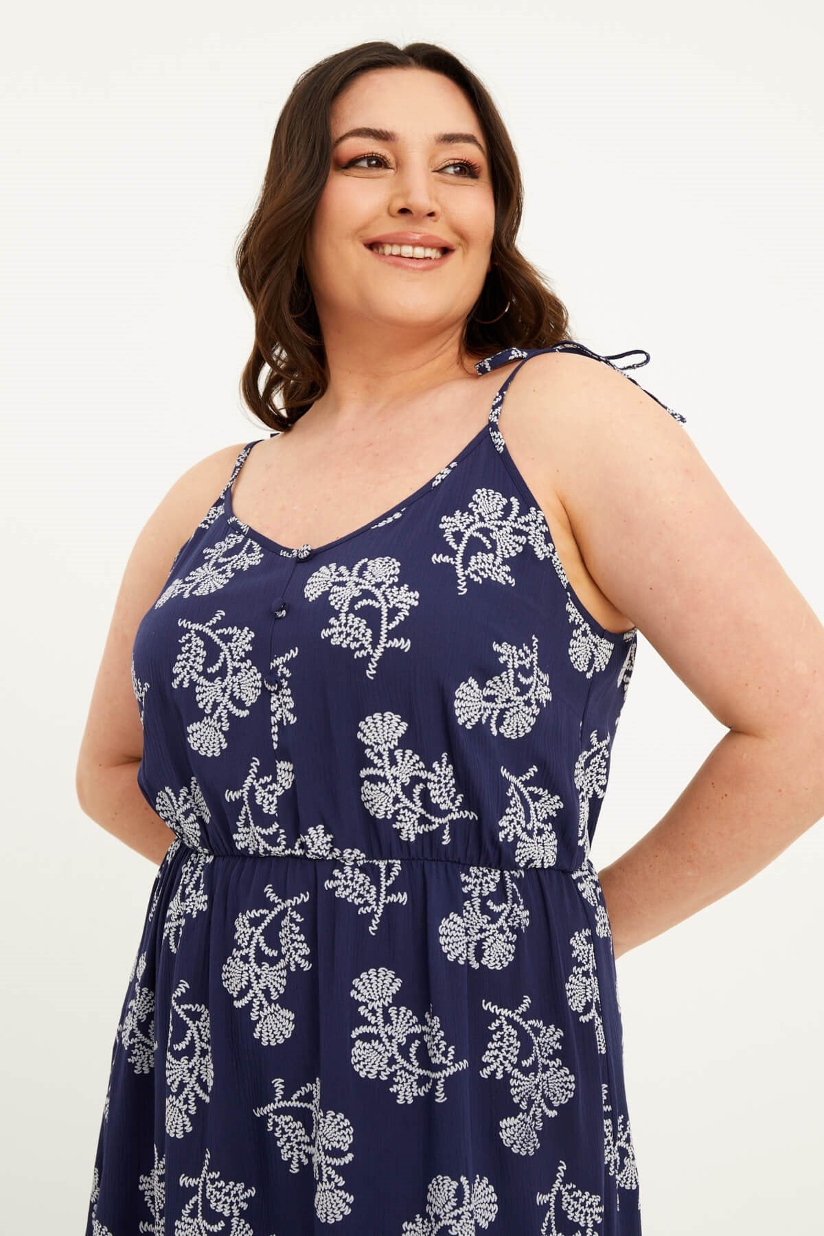 İp Askılı Beli Lastikli Fırfırlı Elbise