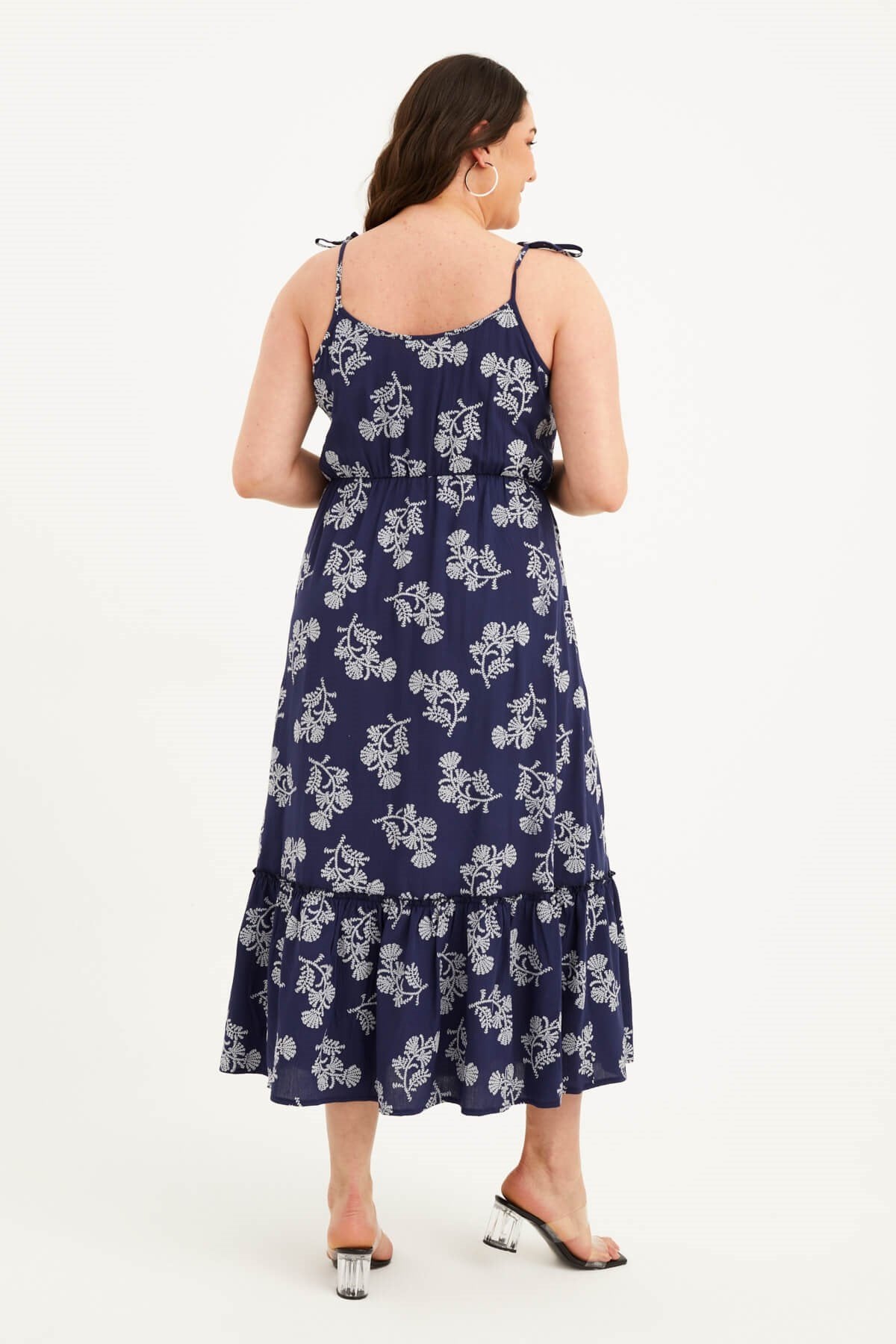 İp Askılı Beli Lastikli Fırfırlı Elbise