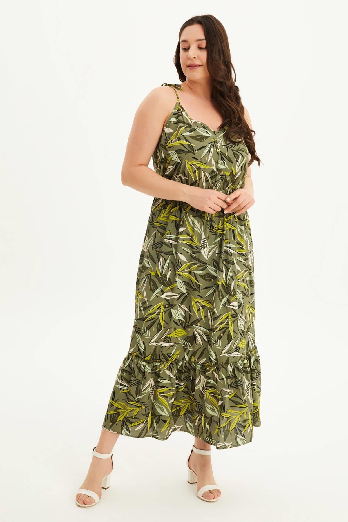 İp Askılı Beli Lastikli Fırfırlı Elbise