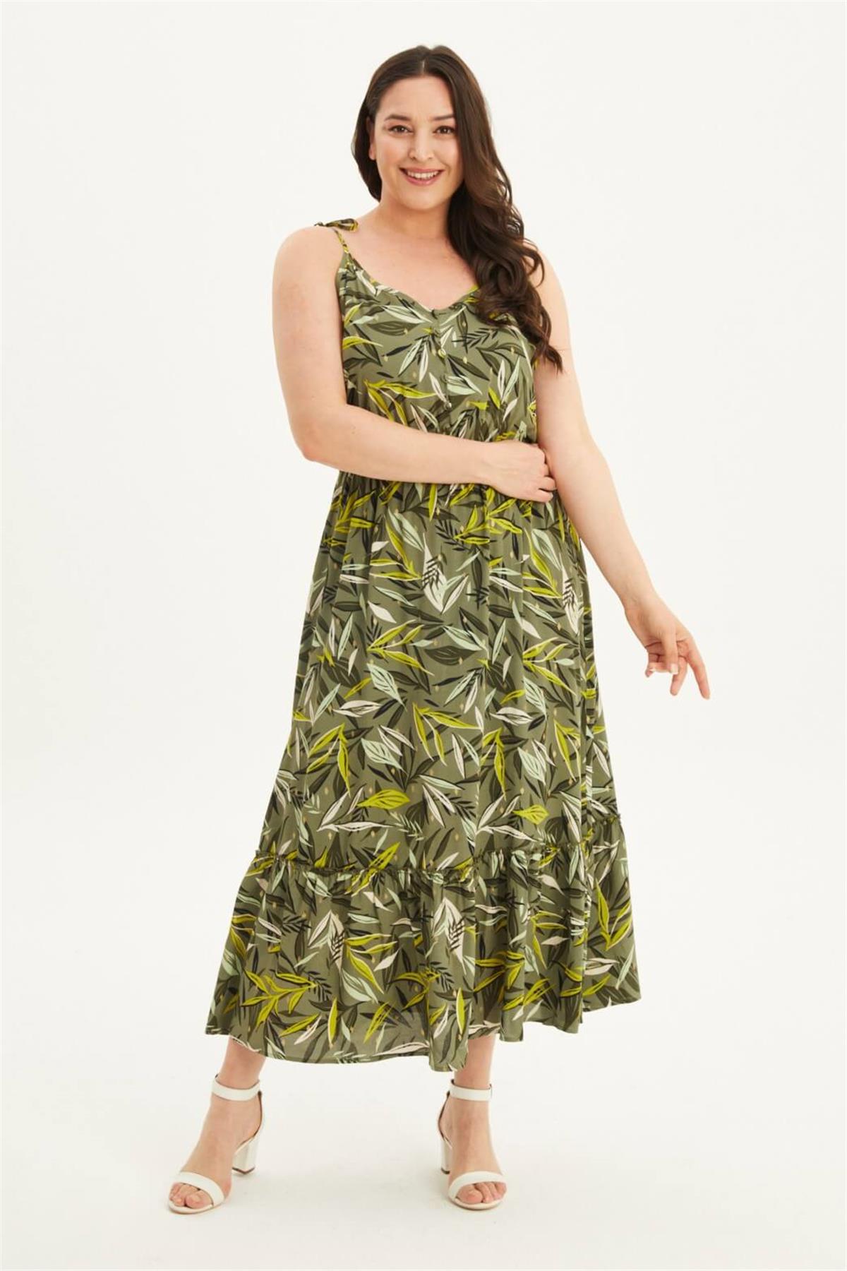 İp Askılı Beli Lastikli Fırfırlı Elbise