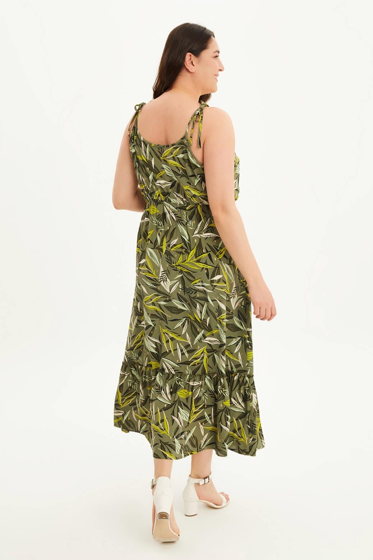 İp Askılı Beli Lastikli Fırfırlı Elbise