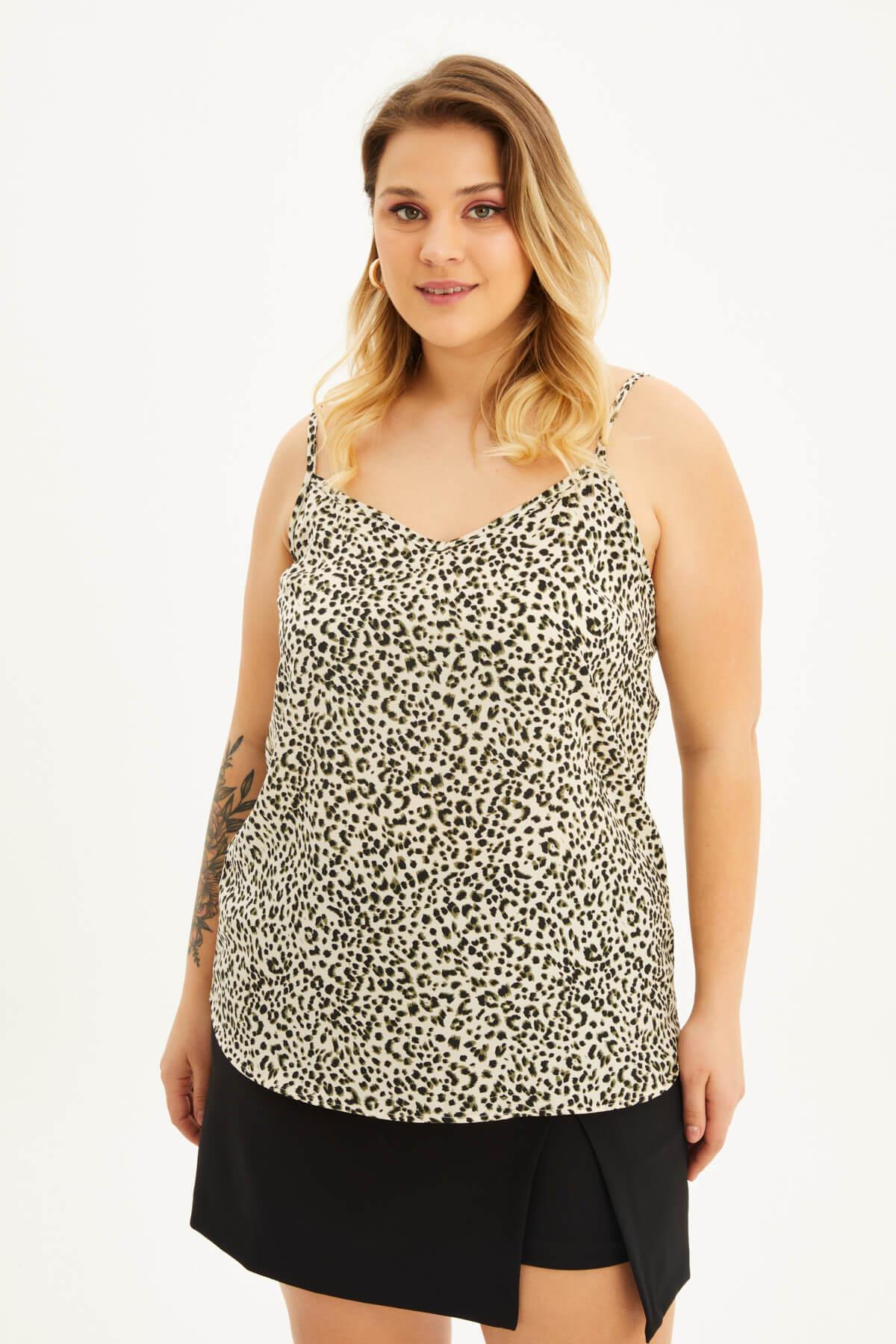 İp Askılı Desenli Bluz