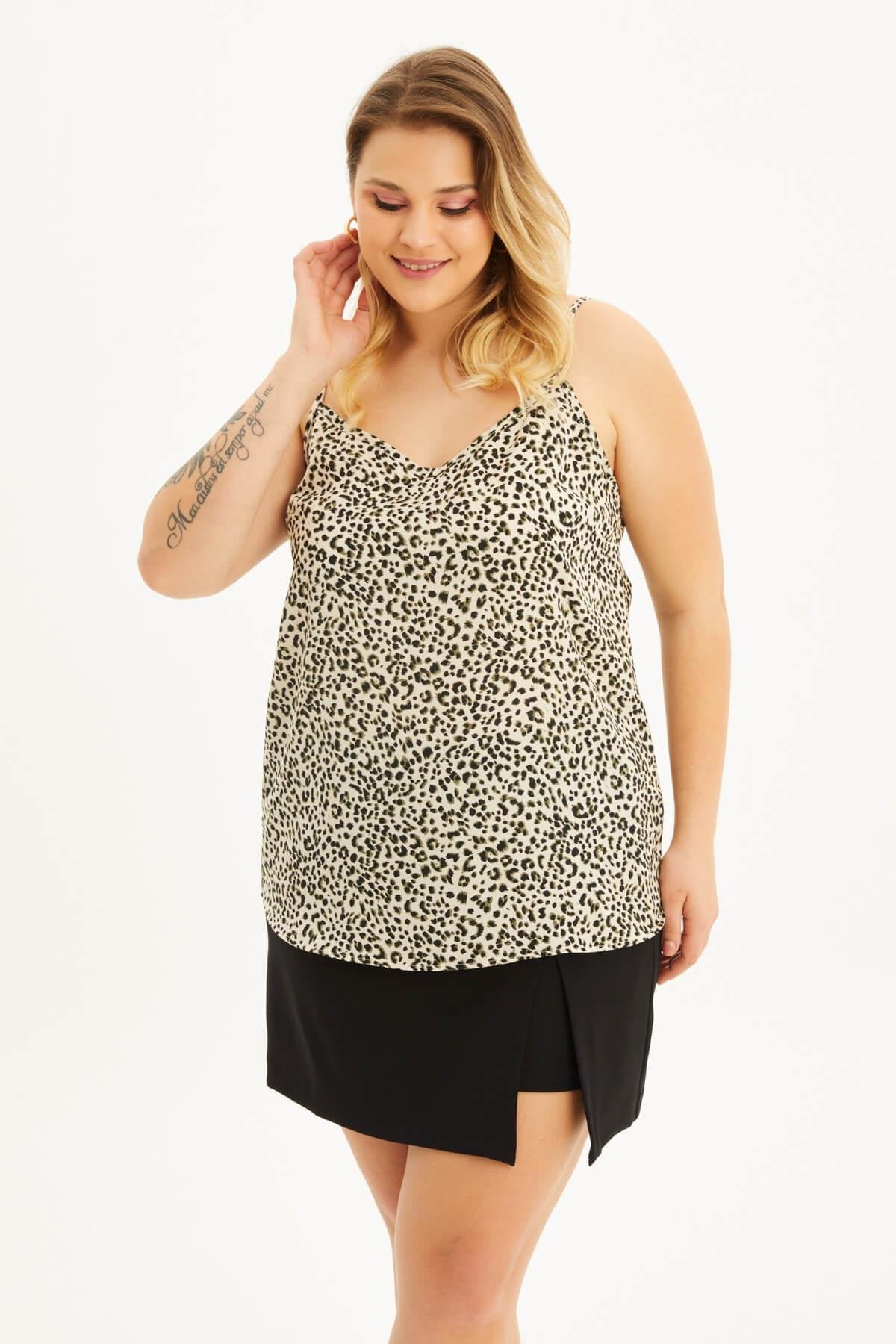 İp Askılı Desenli Bluz