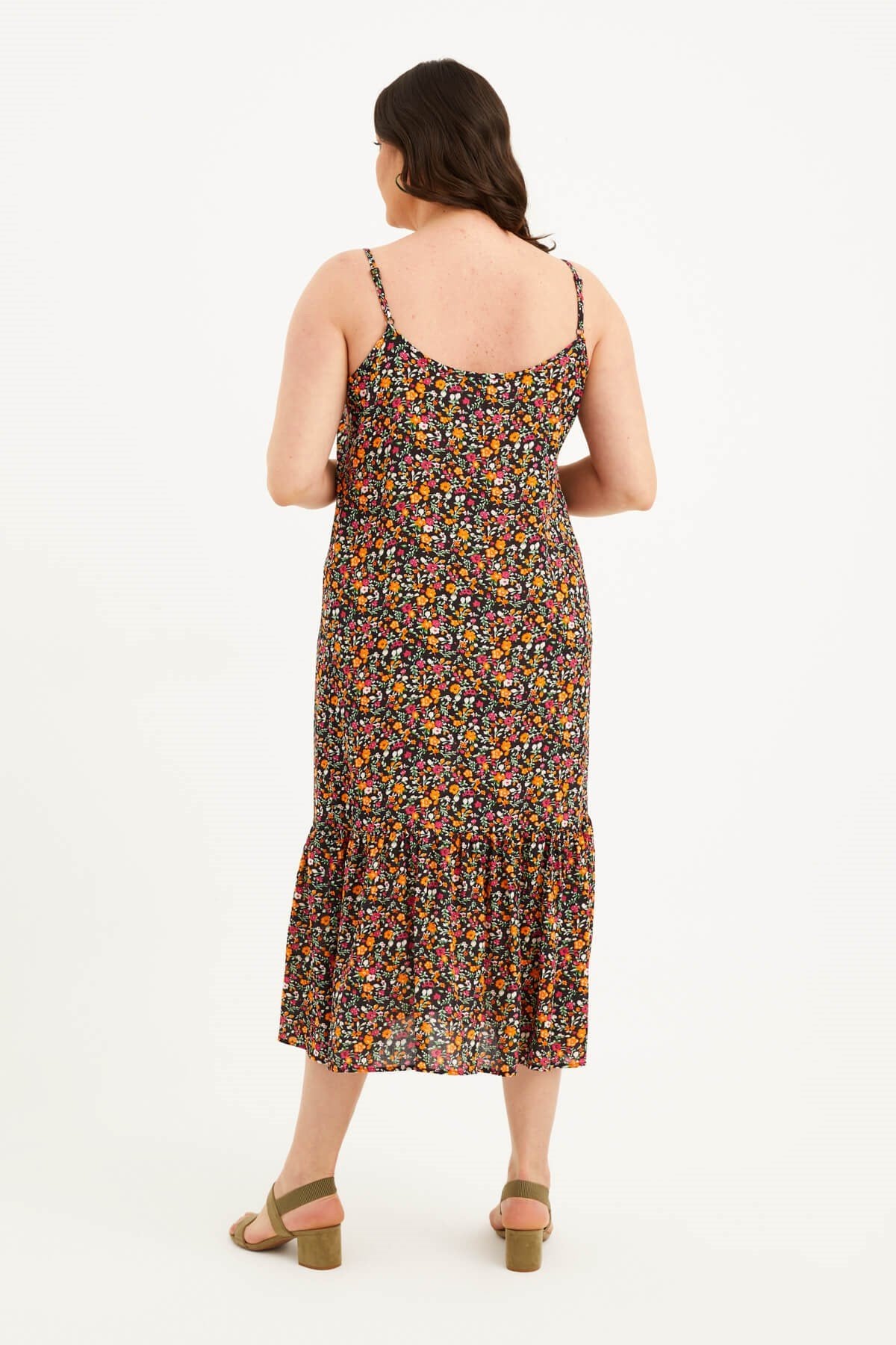 İp Askılı Eteği Fırfırlı Elbise