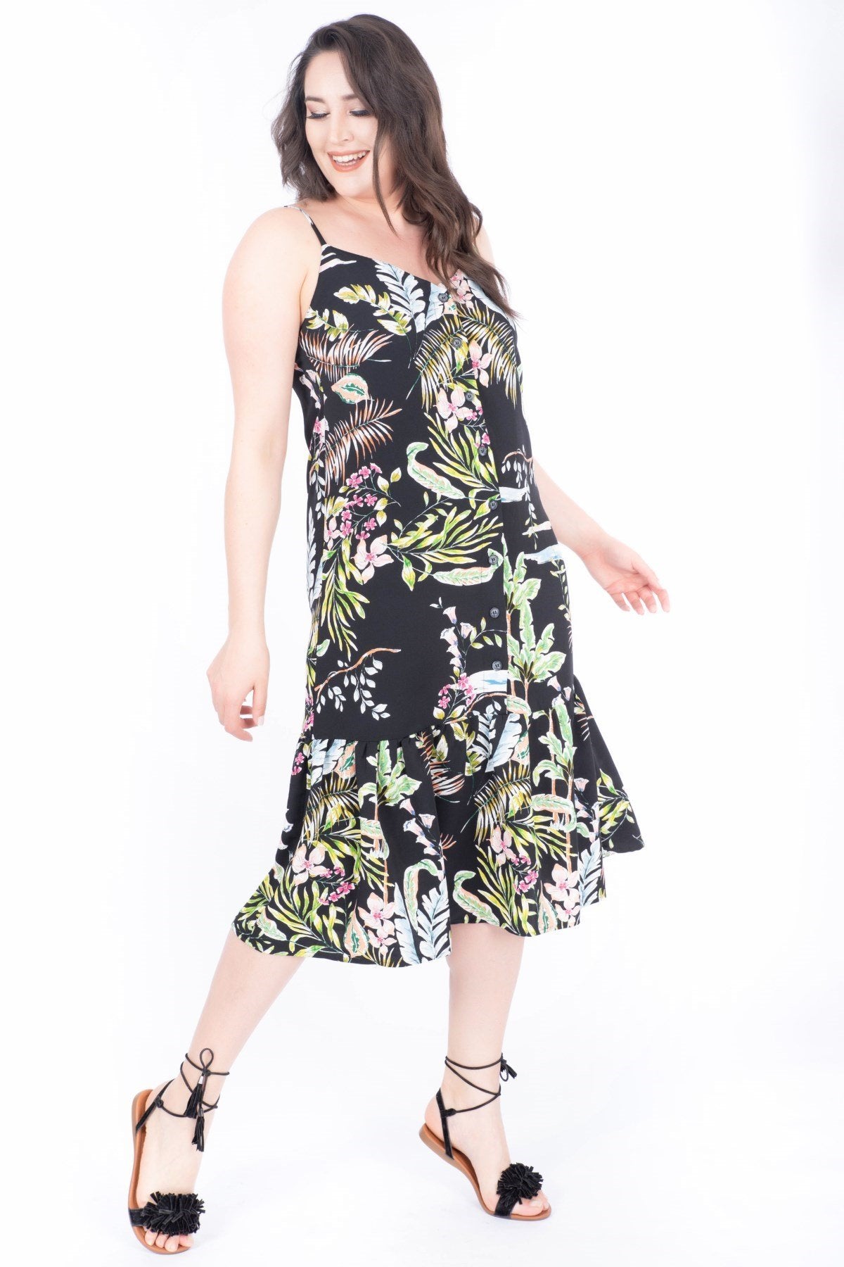 İp Askılı Volanlı Elbise