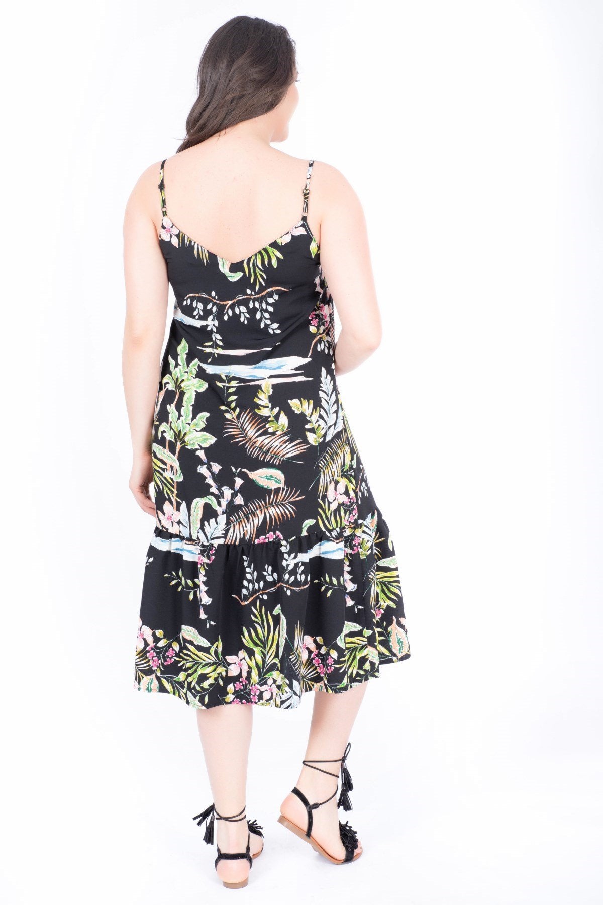 İp Askılı Volanlı Elbise