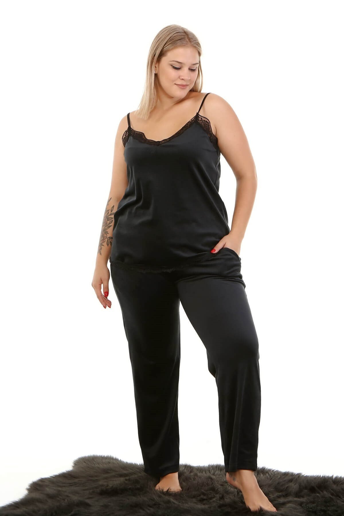 Kadife Beli Lastikli Cepli Pijama Alt