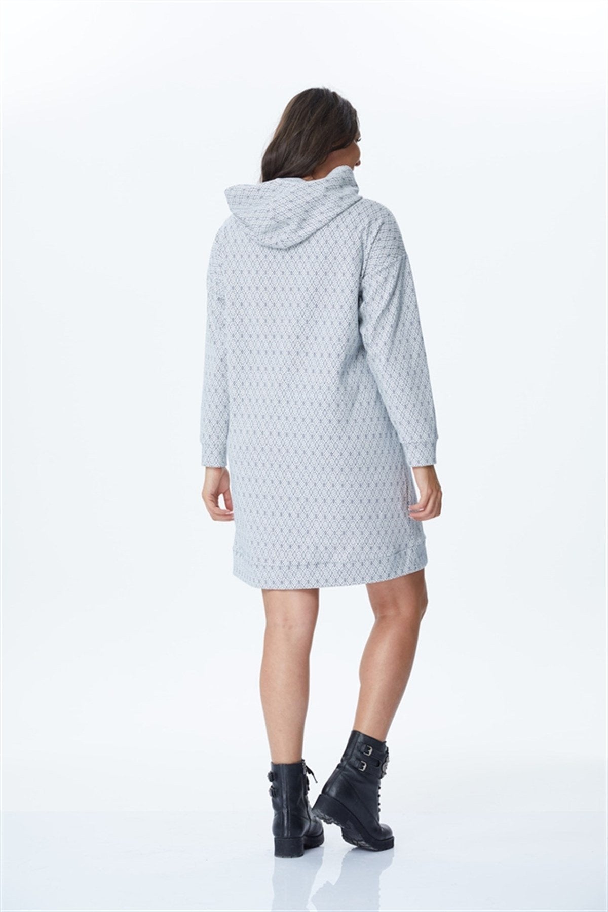 Kapüşonlu Uzun Sweat Shirt Elbise