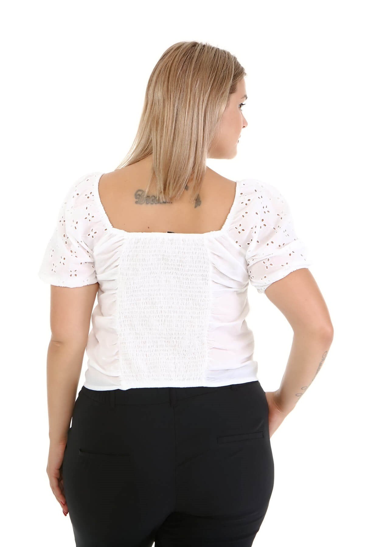 Kare Yaka Büzgülü Kolu Fistolu Top