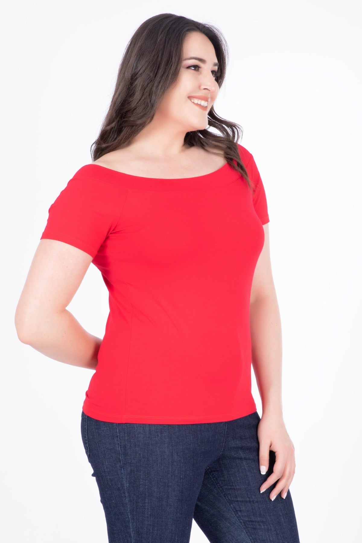 Karmen Yaka Kısa Kol Tişört