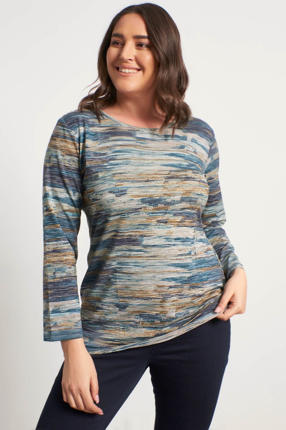 Kendinden Desenli Örme Tişört